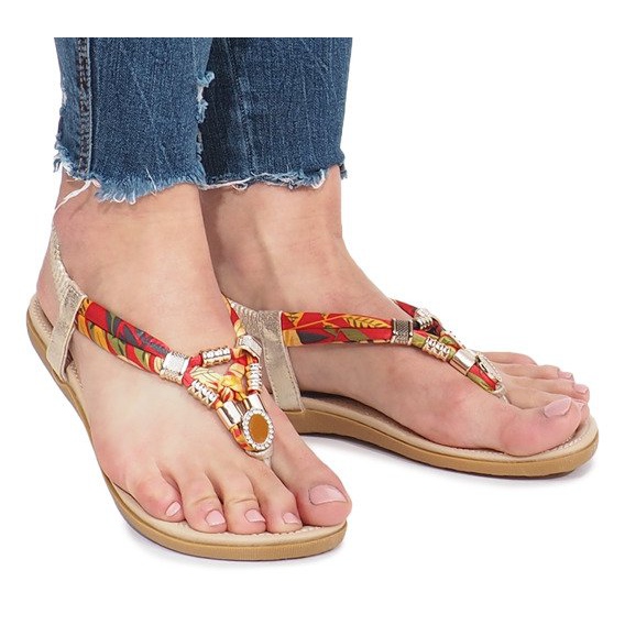 Sandale plate aurii cu diamante Sprat de aur