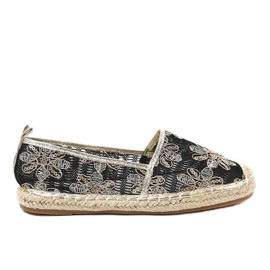 Espadrile negre ajurate cu flori 68-118 negru Espadrile negre ajurate cu flori 68-118 negru