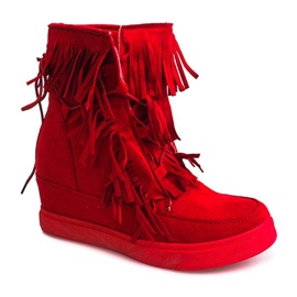Adidași cu pană cu franjuri Boho 881-2 Roșu