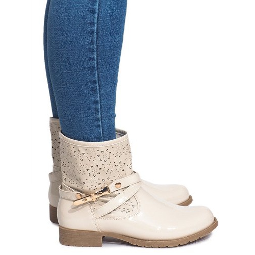 Cizme ajurate lacuit Galoshes ZH650 Bej