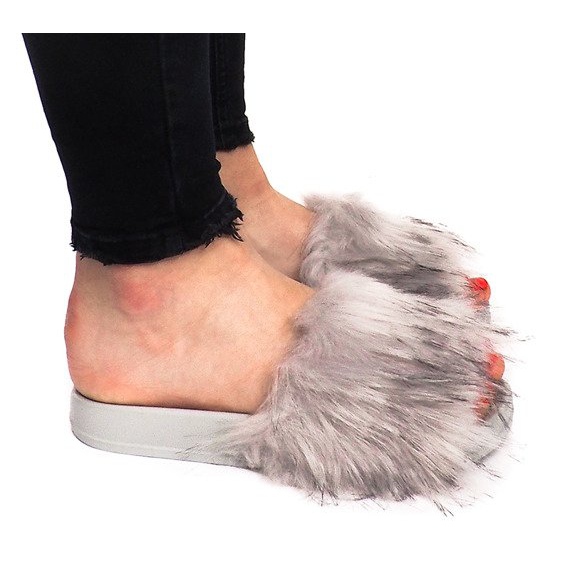 Papuci cu blană HN51-5 Gri Papuci cu blană HN51-5 Gri