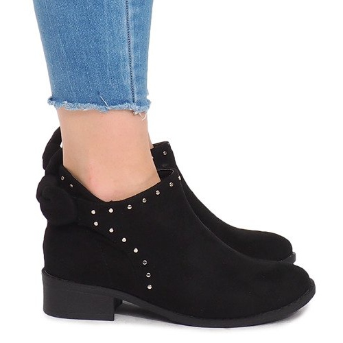 Cizme din piele de căprioară cu fermoar LL230 negru