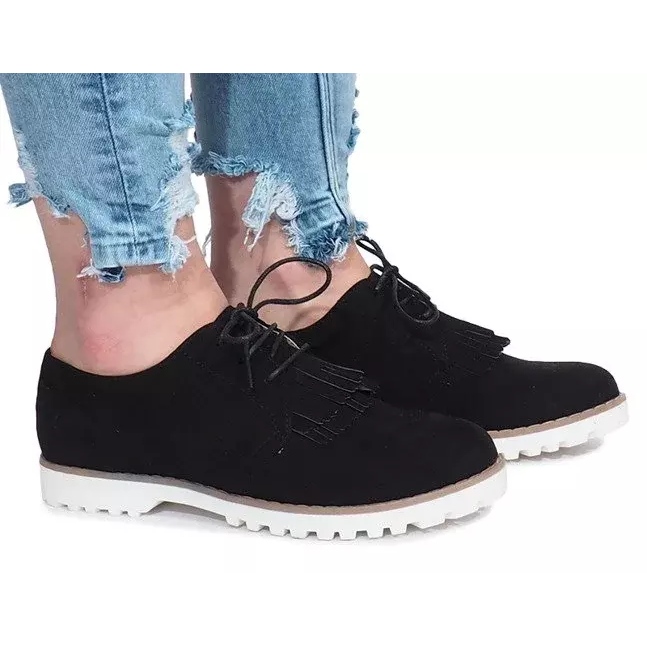 Mocasini negri cu franjuri de la Crushing Hard negru