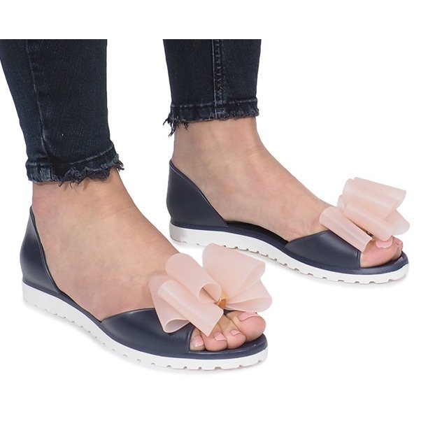 Sandale albastre bleumarin Meliski Flower City albastru marin roz