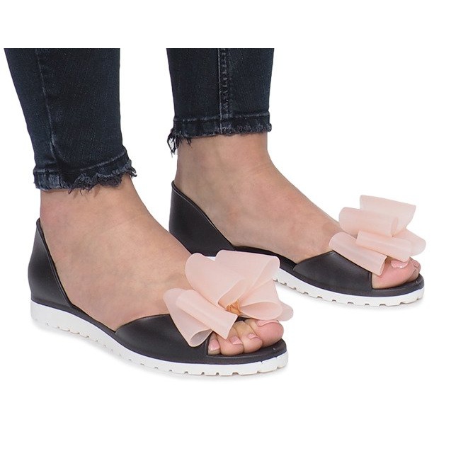 Sandale negre Meliski Flower City negru