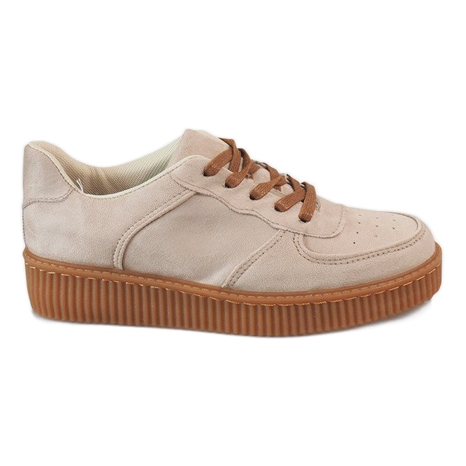 Creepers cu dantelă bej 7-K3568B