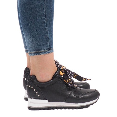 Adidași sport negri pe pană G-124 negru