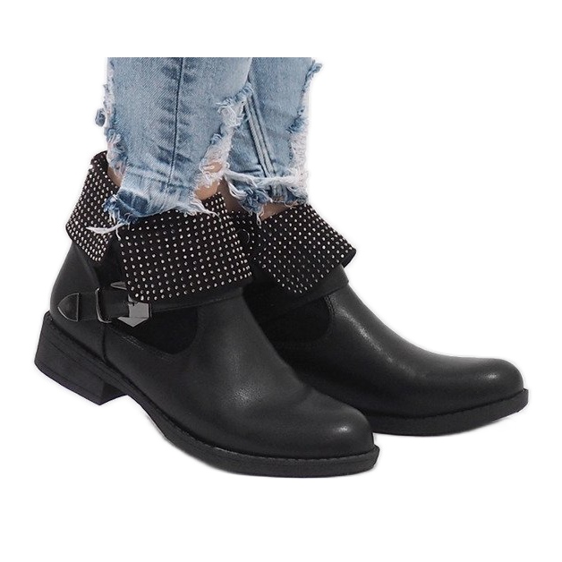 Botine negre înfășurate cu paiete LY-2698 negru Botine negre înfășurate cu paiete LY-2698 negru