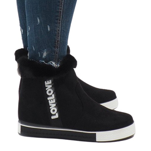 Cizme negre din piele căptușită cu blană NB252P-1 negru Cizme negre din piele căptușită cu blană NB252P-1 negru