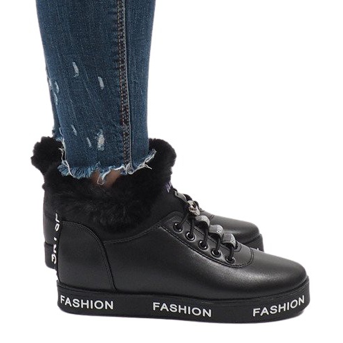 Cizme negre GF-ZM106 căptușite cu blană negru Cizme negre GF-ZM106 căptușite cu blană negru