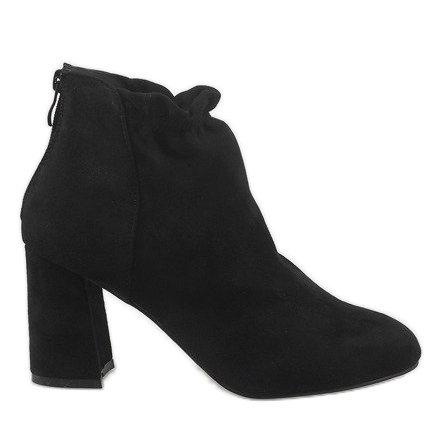 Botine negre din piele de căprioară pe stâlpul LL-79P negru