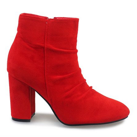 Botine roșii din piele de căprioară pe stâlpul 0M803 roșu Botine roșii din piele de căprioară pe stâlpul 0M803 roșu