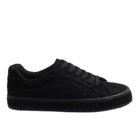 Adidași negri cu șiret BS098 negru Adidași negri cu șiret BS098 negru