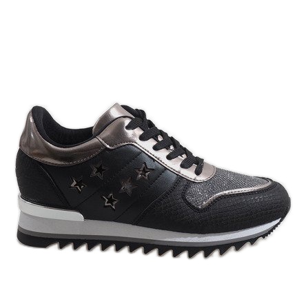 Adidași negri cu pană G-127 negru