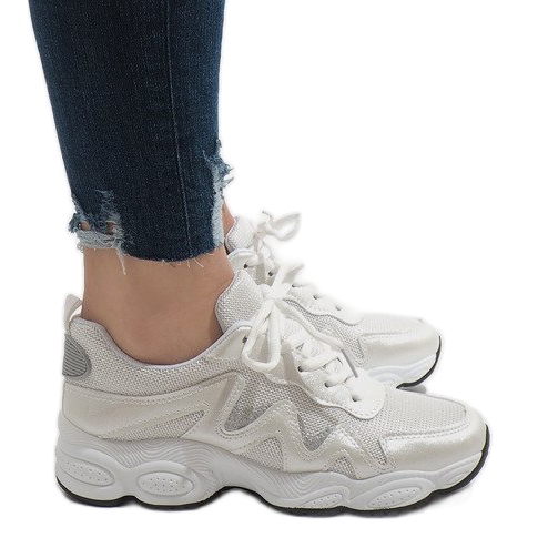 Pantofi sport de modă albi KB-153 Pantofi sport de modă albi KB-153