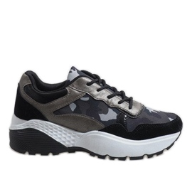 Pantofi sport negri la modă camo LT013 negru Pantofi sport negri la modă camo LT013 negru