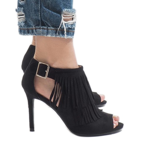 Cizme boho negre pe toc 1551-149 negru