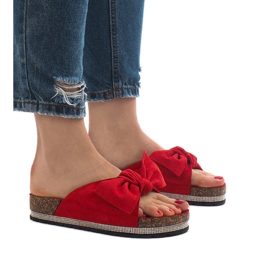 Papuci roșii cu fundă N-33 roșu