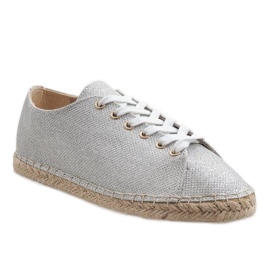 Espadrile cu cordon argintiu 831-1 gri