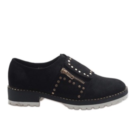 Pantofi alunecați negri cu știfturi U-6249 negru Pantofi alunecați negri cu știfturi U-6249 negru