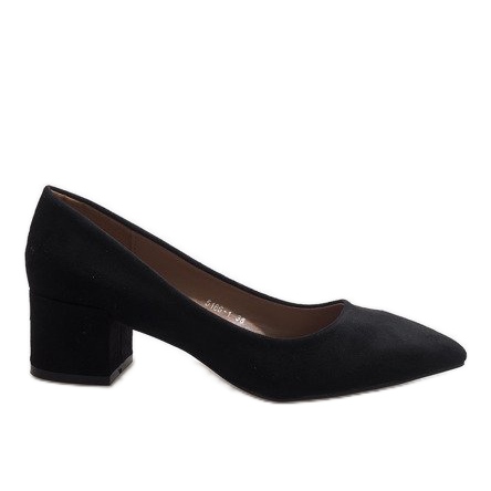 Pompe din piele de căprioară neagră pe stâlpul 5186-1 negru Pompe din piele de căprioară neagră pe stâlpul 5186-1 negru