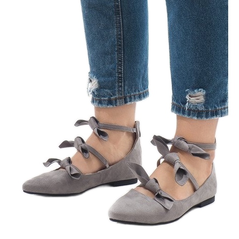 Balerini cu dantelă gri, cu arcuri G-47 Balerini cu dantelă gri, cu arcuri G-47