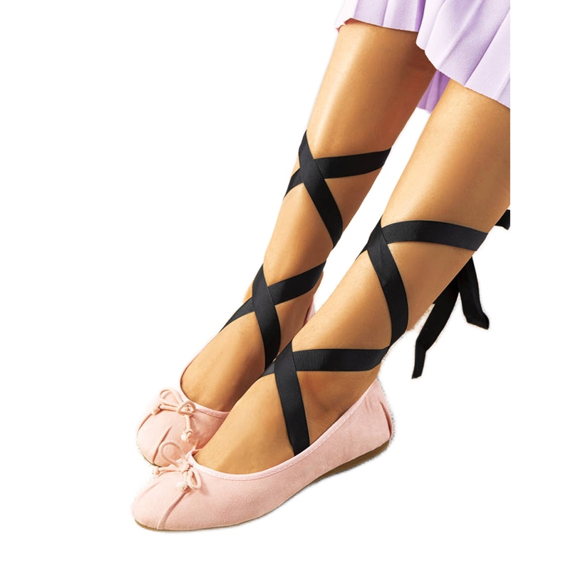 Balerini cu dantelă roz cu arcuri B-62 Balerini cu dantelă roz cu arcuri B-62