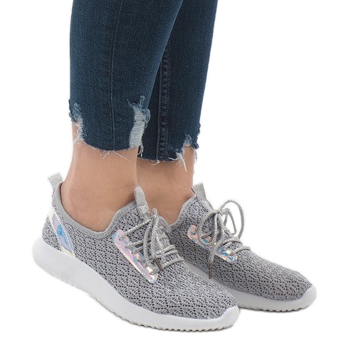 Pantofi sport cu ochiuri gri G8347-1 Pantofi sport cu ochiuri gri G8347-1