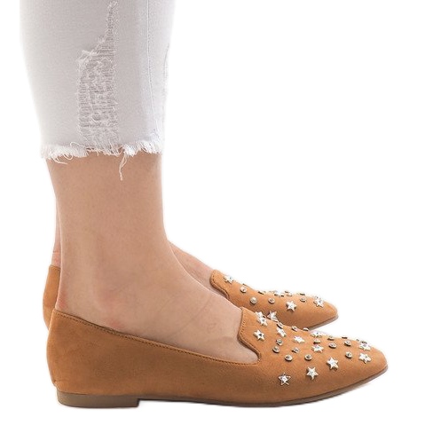 Mocasini cu cămilă balerini F3262 maro