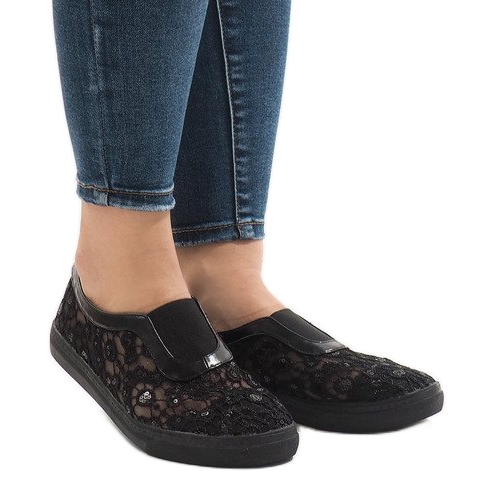 Adidași din dantelă neagră HC232 negru Adidași din dantelă neagră HC232 negru