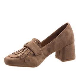 Inna Pompele din piele de căprioară kaki pe stâlpul LB-339 maro