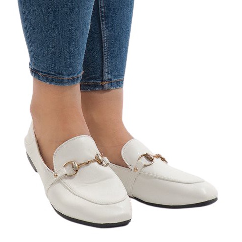 Mocasini albi de la balerini YJX001-9