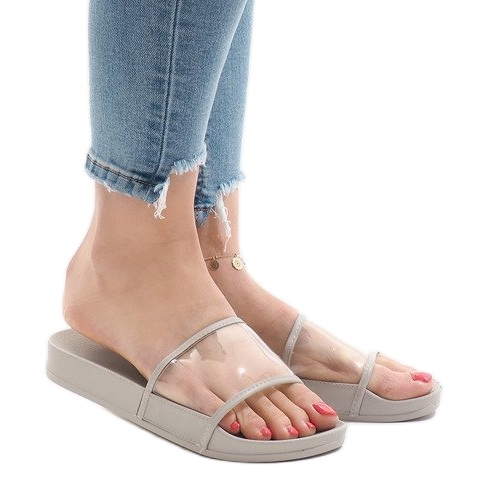 Papuci transparenti gri 815 Papuci transparenti gri 815