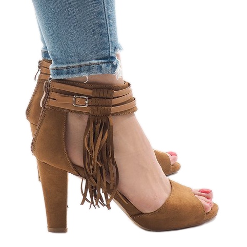 Sandale cămilă pe stâlpul boho 1275-GL maro Sandale cămilă pe stâlpul boho 1275-GL maro