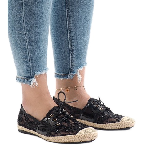 Pantofi de jazz ajurati negri YW-888 negru