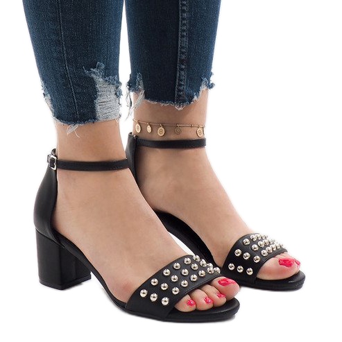 Sandale negre cu toc înalt 173-856 negru Sandale negre cu toc înalt 173-856 negru