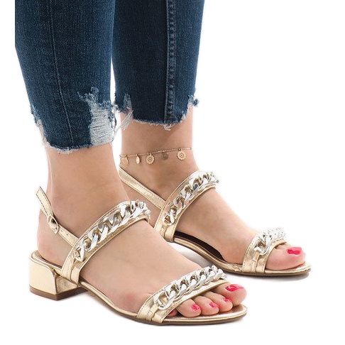 Sandale cu toc înalt de aur 77-15