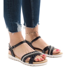Sandale negre cu paiete G-515-01 negru Sandale negre cu paiete G-515-01 negru