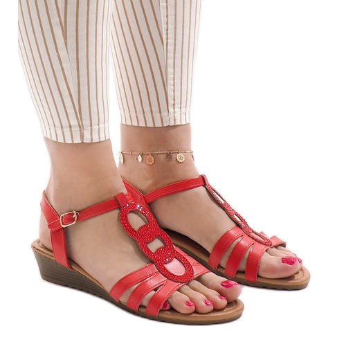 Sandale cu pene roșii 860-57 roșu