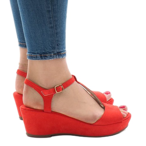 Sandale cu pene roșii 6-309 roșu