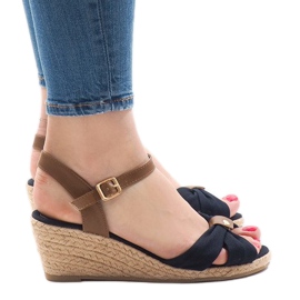 Sandale cu toc albastru maro espadrile 1484-13 albastru marin