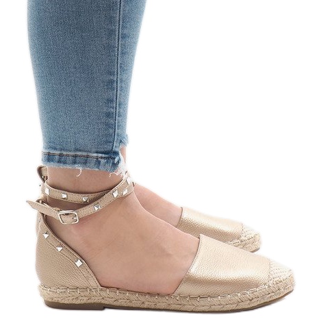 Sandale espadrile aurii cu cataramă TH-155 de aur Sandale espadrile aurii cu cataramă TH-155 de aur