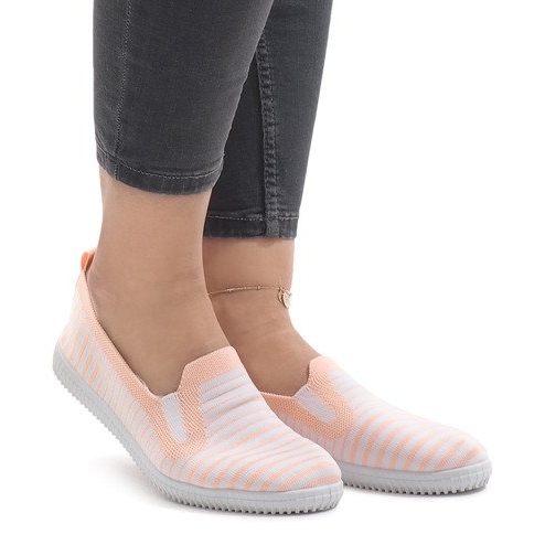 Adidași adezivi alunecați cu piersici XJ-2909 alb galben