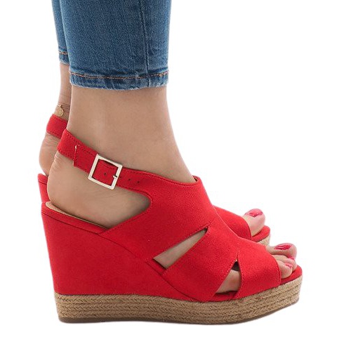 Sandale cu pene roșii MW-5M17-11 roșu Sandale cu pene roșii MW-5M17-11 roșu