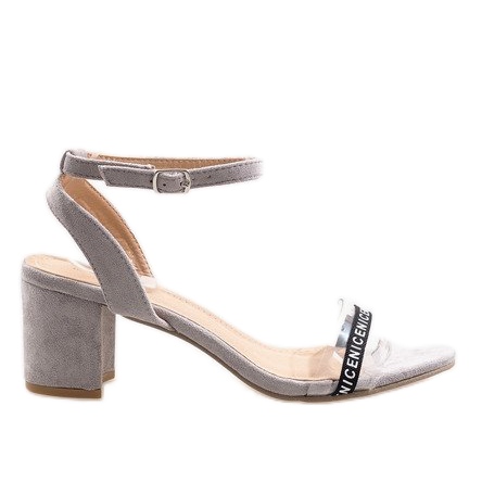 Sandale gri pe piele de piele de căprioară S-7347 bej