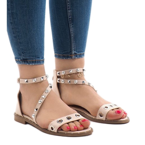 Sandale plate roz cu cataramă 18124-40