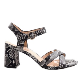 Sandale de șarpe pe piele de căprioară X-116 negru multicolor
