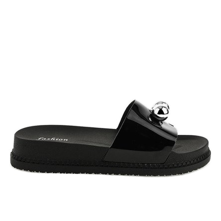 Papuci negri cu bile 1819 negru Papuci negri cu bile 1819 negru