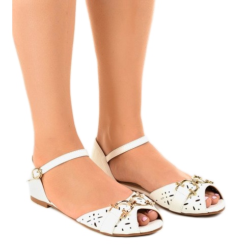 Sandale albe cu cataramă GF-180