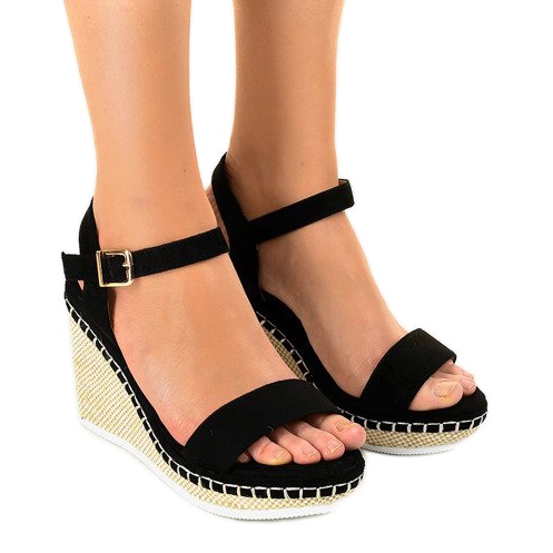 Sandale cu pene negre U-6291 negru